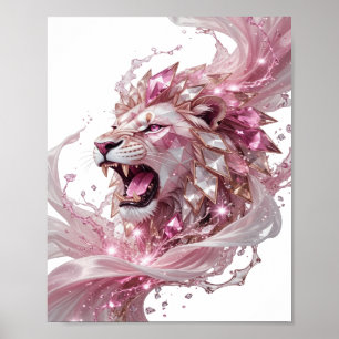 Stijlvolle Zilveren LION KING Grafisch Ontwerp Poster
