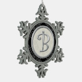Stijlvolle zilveren monogram B Christmas Tin Sneeuwvlok Ornament (Links)