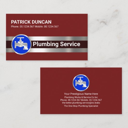 Stijlvolle Zilveren Pijp Blauwe Kraan Visitekaartje (Voorkant / Achterkant)