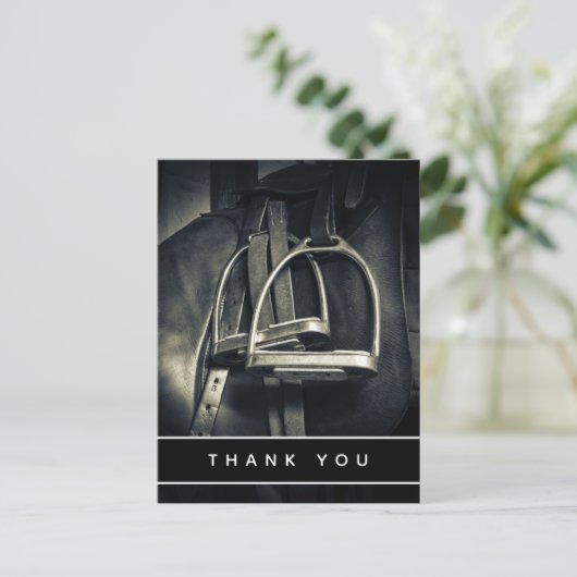 Stijlvolle zilveren stijgbeugels dank u briefkaart (Staand voorkant)