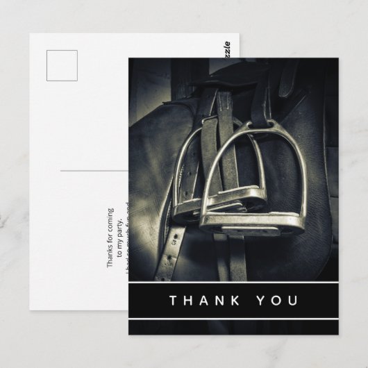 Stijlvolle zilveren stijgbeugels dank u briefkaart (Voorkant / Achterkant)