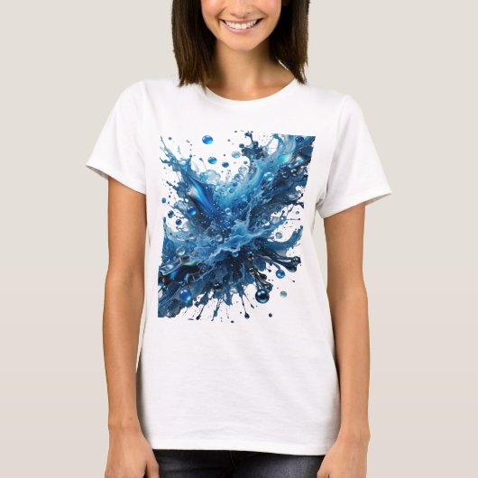 Stijlvolle Zilveren WATER SPLASH Shirt Ontwerp (Voorkant)