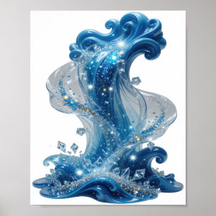 Stijlvolle Zilveren WATERGOLF Poster