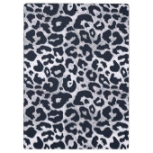 Stijlvolle Zilveren Zwarte Luipaardprint Monogram Klembord (Achterkant)