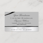 Stijlvolle zilvergrijs gebogen decor lijnen glinst visitekaartje (Achterkant)