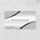 Stijlvolle zilvergrijs gebogen decor lijnen glinst visitekaartje (Voorkant)
