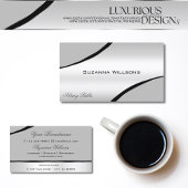 Stijlvolle zilvergrijs gebogen decor lijnen glinst visitekaartje