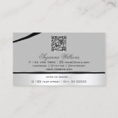 Stijlvolle zilvergrijs gebogen lijnen monogram QR- Visitekaartje (Achterkant)