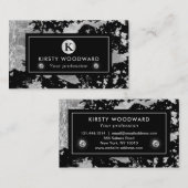Stijlvolle zilvervlies op zwarte achtergrond visitekaartje (Voorkant / Achterkant)