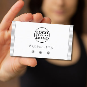 Stijlvolle zilverwitte mousserende diamanten met L Visitekaartje