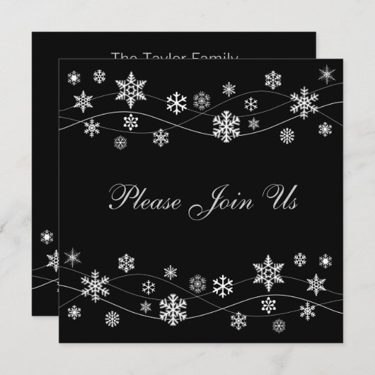 Stijlvolle, zilverwitte sneeuwvlokken kaart (Voorkant / Achterkant)