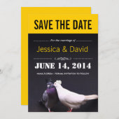 Stijlvolle zogende vogels sparen de datum aankondi kaart (Voorkant / Achterkant)