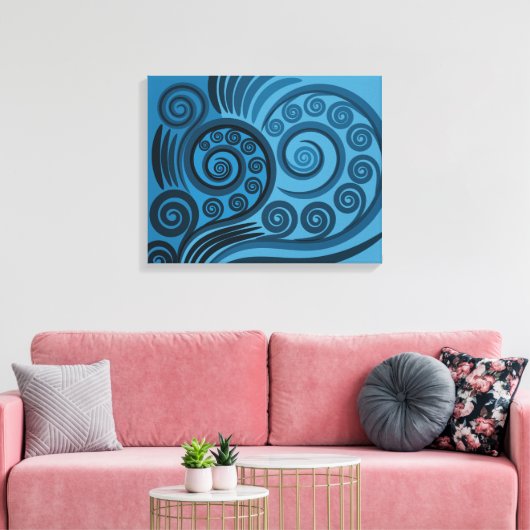Stijlvolle zomer-blauw Fern Frond Curls Canvas Afd (Insitu (Woonkamer))