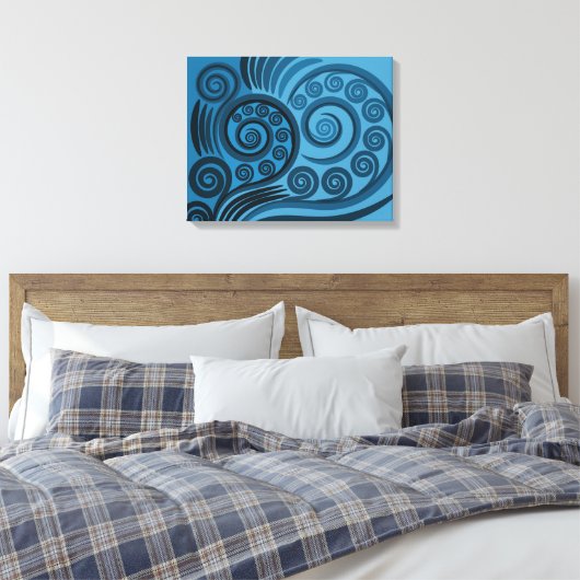 Stijlvolle zomer-blauw Fern Frond Curls Canvas Afd (Insitu (Slaapkamer))