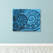Stijlvolle zomer-blauw Fern Frond Curls Canvas Afd (Insitu (Houten vloer))
