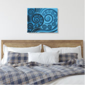 Stijlvolle zomer-blauw Fern Frond Curls Canvas Afd Afdruk (Insitu (Slaapkamer))