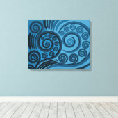 Stijlvolle zomer-blauw Fern Frond Curls Canvas Afd Afdruk (Insitu (Houten vloer))