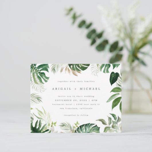 Stijlvolle zomer Waterverf Tropische gebladerte br Uitnodiging Briefkaart (Staand voorkant)