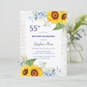 Stijlvolle Zonnebloem Wit Grijs Brick Bloemen Verj Kaart (Staand voorkant)