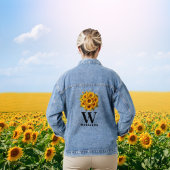 Stijlvolle Zonnebloem Zwart Monogram Vrouwen Custo Denim Jacket