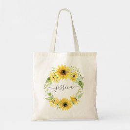 Stijlvolle zonnebloementuin boodschappentas tote bag