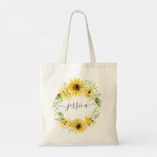 Stijlvolle zonnebloementuin boodschappentas tote bag