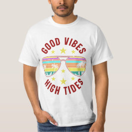 Stijlvolle zonnebril met goede vibes hoogtij t-shirt