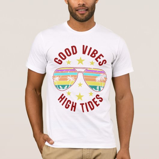 Stijlvolle zonnebril met goede vibes hoogtij t-shirt (Voorkant)