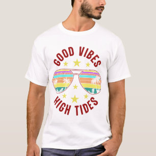 Stijlvolle zonnebril met goede vibes hoogtij t-shirt