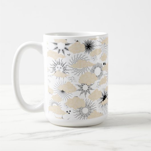 Stijlvolle zonsverduistering, getextureerde kleurw koffiemok (Links)