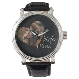 Stijlvolle zusterfoto Elegant Modern Zwart Horloge