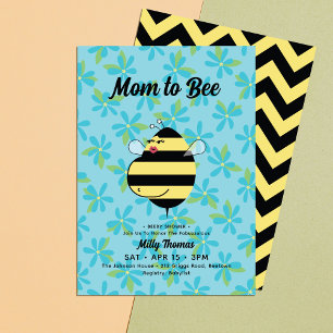 Stijlvolle Zwanger Mom Bee Blauwgroen Bloemen Baby Kaart