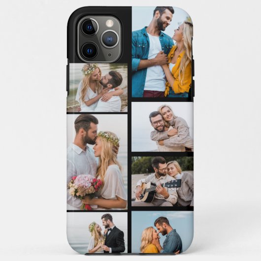 Stijlvolle zwart 7 fotocollage Case-Mate iPhone case (Achterkant)