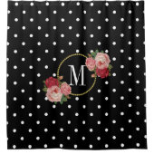 Stijlvolle zwart Antiek bloempolka stippen monogra Douchegordijn (Voorkant)