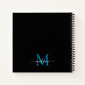 Stijlvolle zwart blauw monogram Initiaal Script Na Notitieboek (Achterkant)