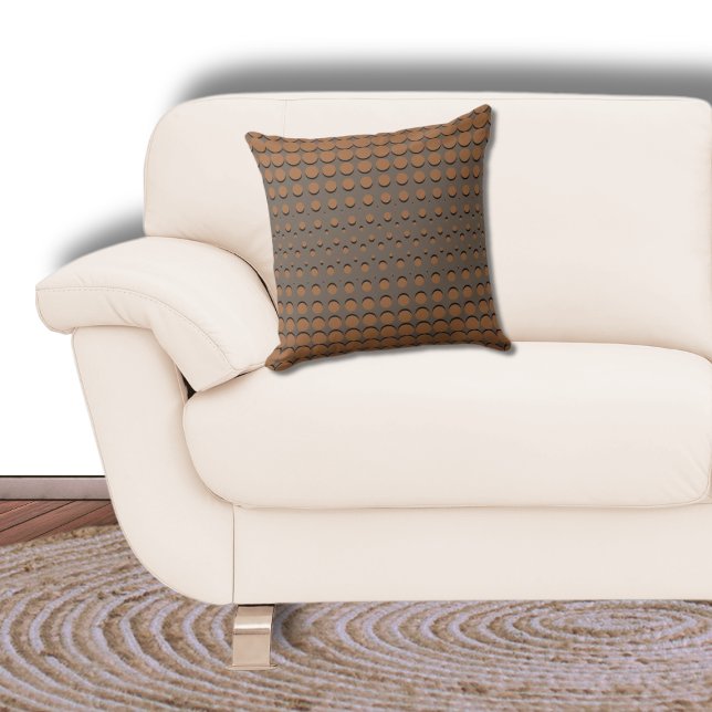 Stijlvolle zwart en bruin Halftone Stippen Kussen (Creator heeft geüpload)