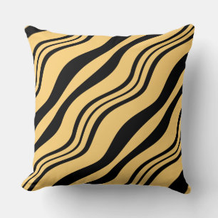 Stijlvolle zwart en geel gelaagde lijnen Sierkusse Kussen