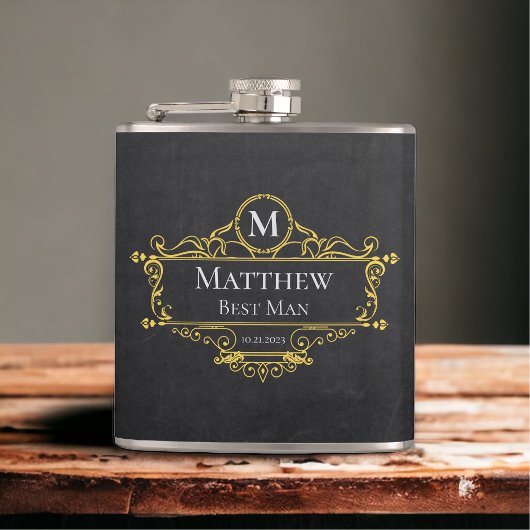 Stijlvolle Zwart en Goud  Beste Man Heupfles