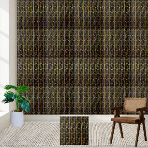Stijlvolle zwart en goud geometrische Art Deco Teg Tegeltje