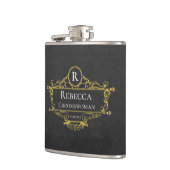 Stijlvolle Zwart en Goud Groomswoman Heupfles (Links)