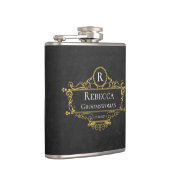 Stijlvolle Zwart en Goud Groomswoman Heupfles (Rechts)