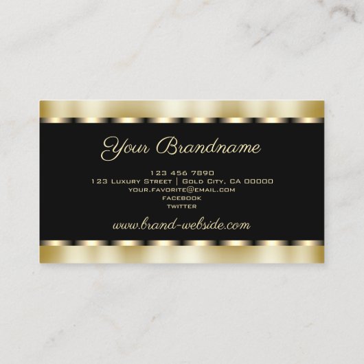 Stijlvolle zwart en goud Shimmer Effect Profession Visitekaartje (Achterkant)