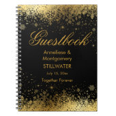 Stijlvolle zwart en goud sneeuwvlokken - Guestbook Notitieboek (Voorkant)