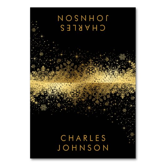 Stijlvolle Zwart en Gouden Sneeuwvlokken | Kaarten (Voorkant)