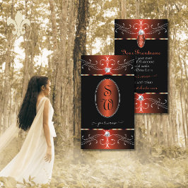 Stijlvolle zwart en koperen  Ornamenten Monogram Visitekaartje