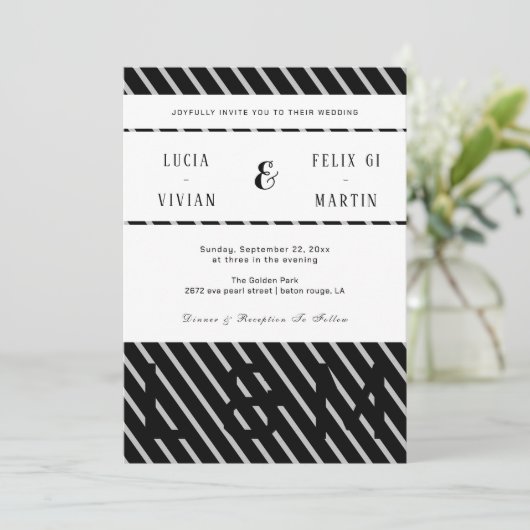 Stijlvolle zwart en lijn schaduwnaam rustieke brui kaart (Staand voorkant)