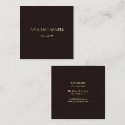 Stijlvolle zwart fluweel gouden look tekst lettert vierkante visitekaartje (Voorkant / Achterkant)