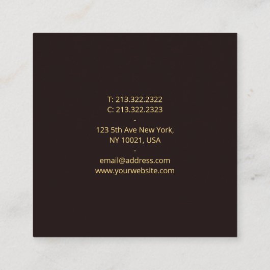 Stijlvolle zwart fluweel gouden look tekst lettert vierkante visitekaartje (Achterkant)