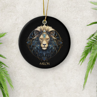 Stijlvolle zwart goud moderne leeuw sterrenbeeld L Keramisch Ornament