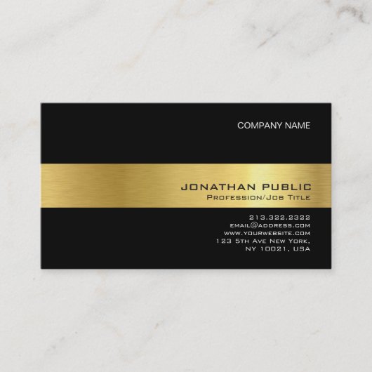 Stijlvolle Zwart Goud Moderne Professionele Graphi Visitekaartje (Voorkant)